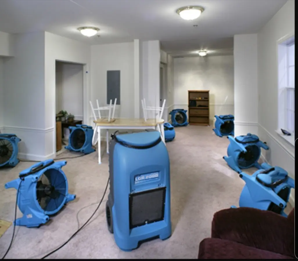 Air movers and dehumidifier setup for Water Extraction & Removal in Pomona